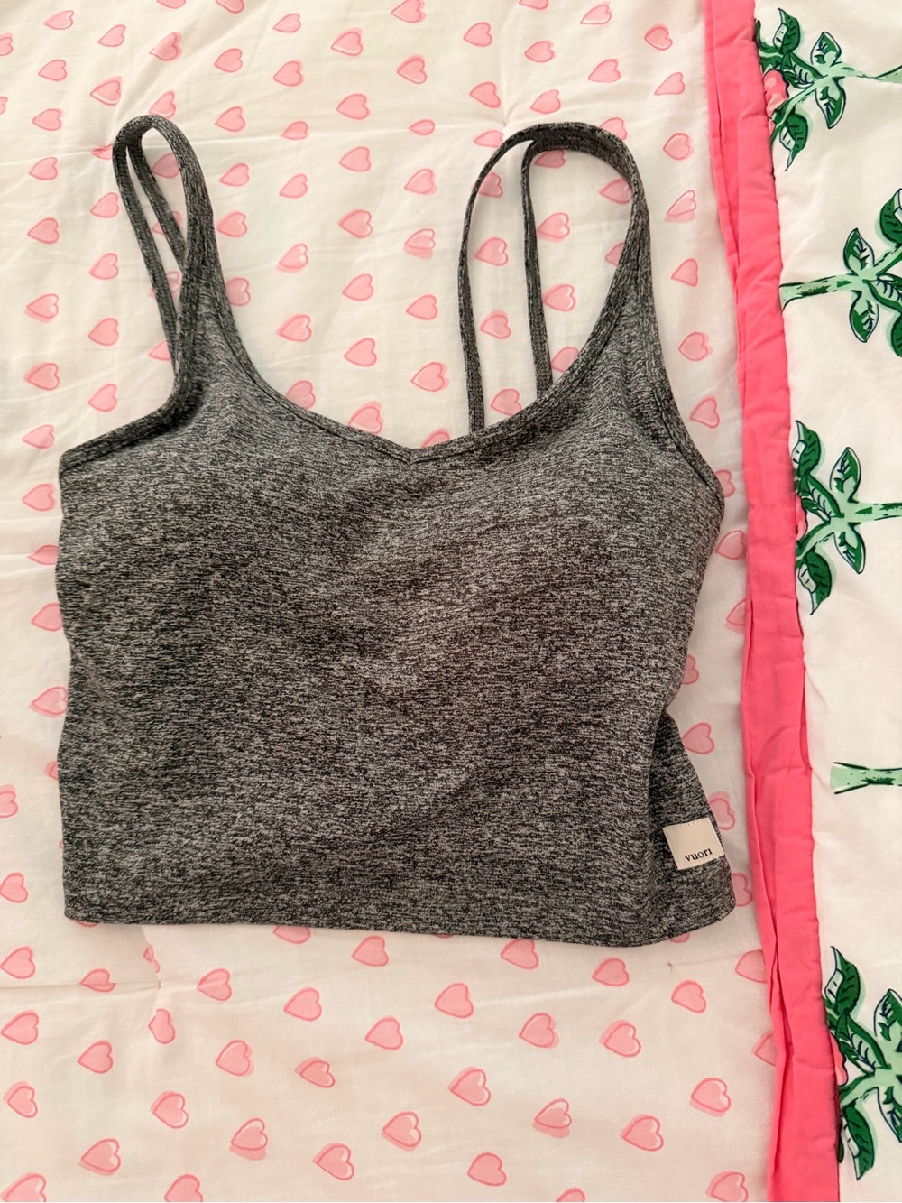 VUORI Heather Gray Cropped Tank Top